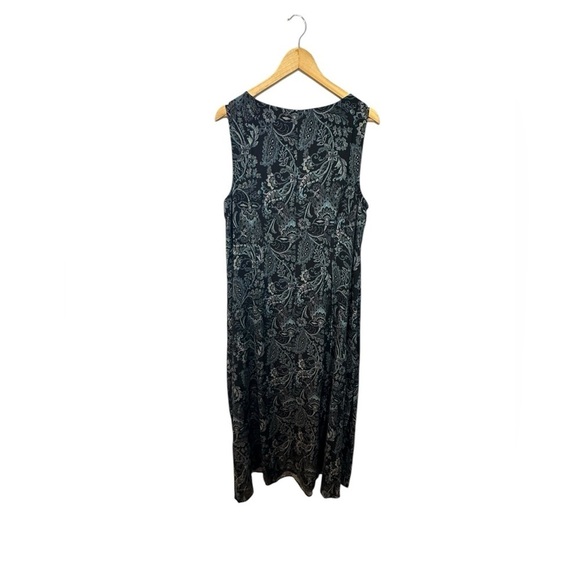 NWT J Jill sleeveless pleated maxi dress black/blue floral paisley XL - Picture 6 of 8